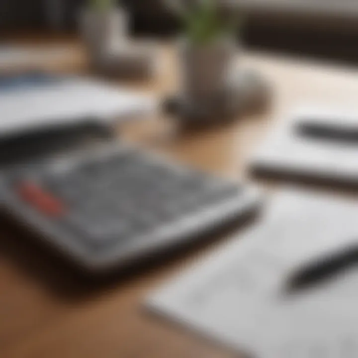 Calculator and budgeting materials on a desk