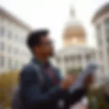 An individual examining government grant opportunities