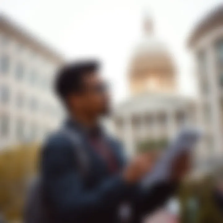 An individual examining government grant opportunities