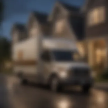 UPS delivery truck parked at a residential area