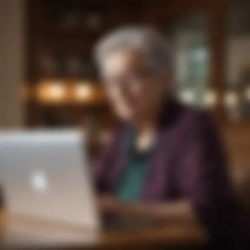 Senior woman working on a laptop