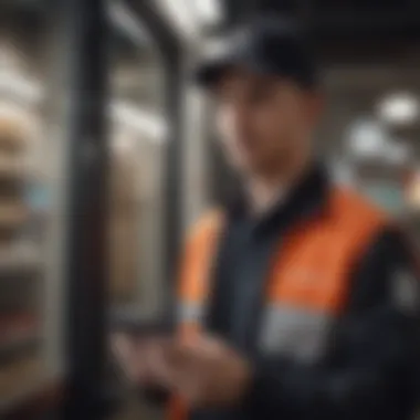 A person utilizing a smartphone to manage deliveries.