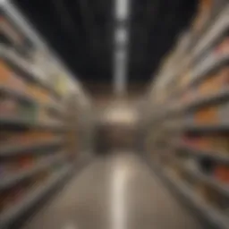 Grocery store aisle filled with products