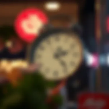 A clock symbolizing strategic timing for food orders