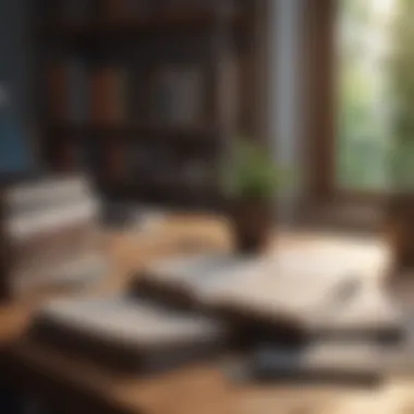 Passive Income Insights A serene setting with books and a laptop symbolizing passive income