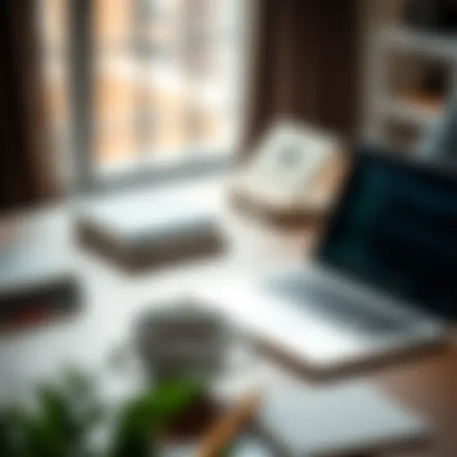 Freelancing workspace with laptop and coffee