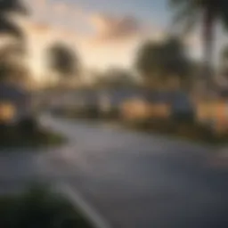 A serene Florida neighborhood showcasing diverse housing styles