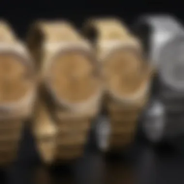 Comparison of various Rolex Oyster Perpetual models highlighting gold variations