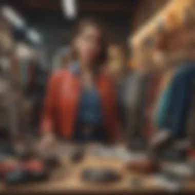 The Allure of Thrifting: A Visual Appeal Vibrant display of thrifted clothing and accessories