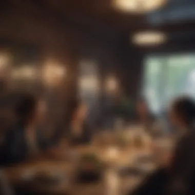 Social Dining Atmosphere Group of friends enjoying a meal at a high-end restaurant