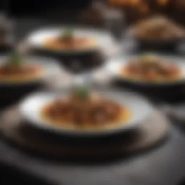 Artistic Culinary Presentation Close-up of gourmet dishes arranged artistically
