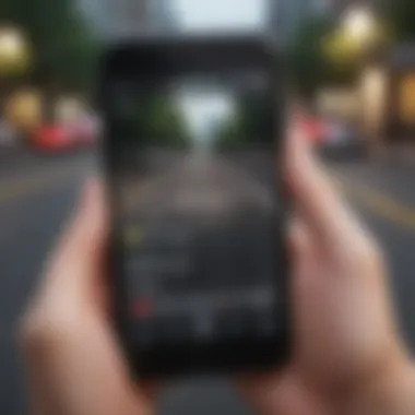 A business person using a smartphone for mileage tracking