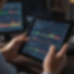 A person analyzing stock charts on a digital tablet
