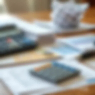 Calculator and financial documents for retirement planning