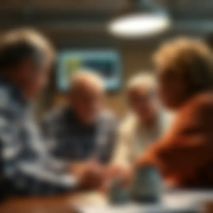 Group of retirees discussing financial strategies