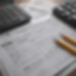 Illustration depicting tax forms and calculations