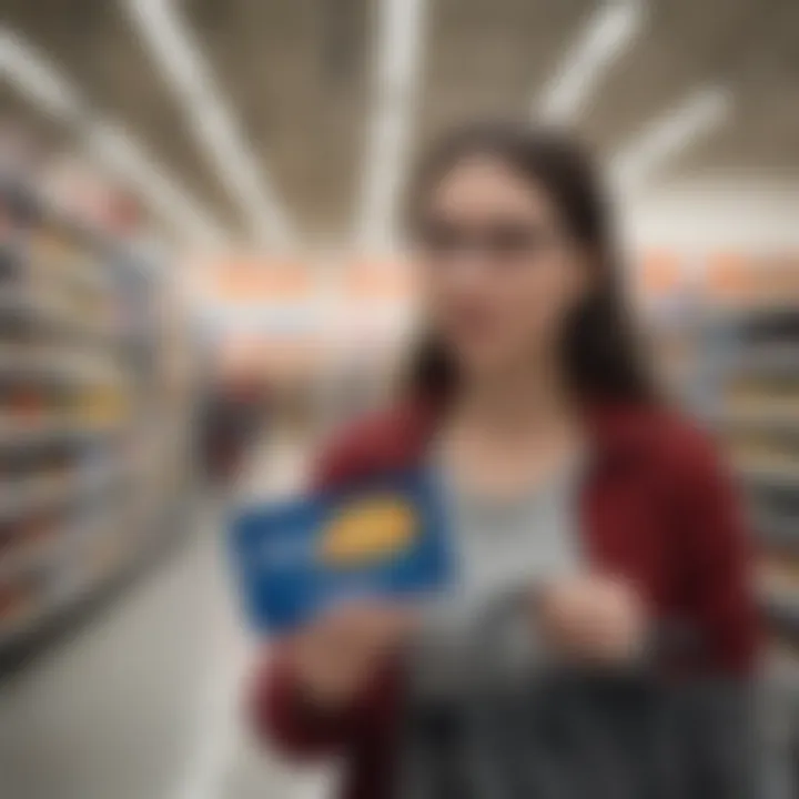 Person using a Walmart gift card for shopping