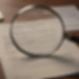 Illustration of a magnifying glass analyzing credit report