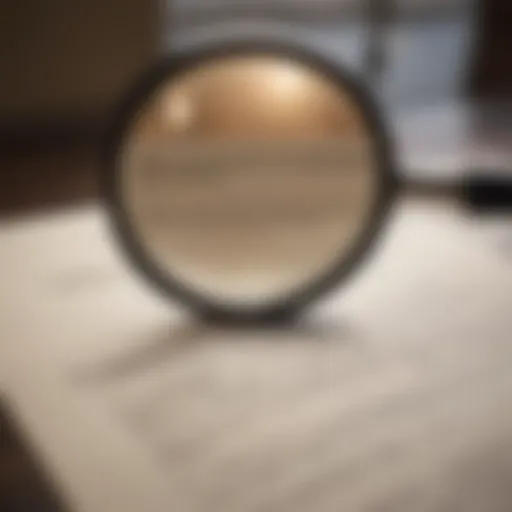 Illuminated magnifying glass on complaint letters