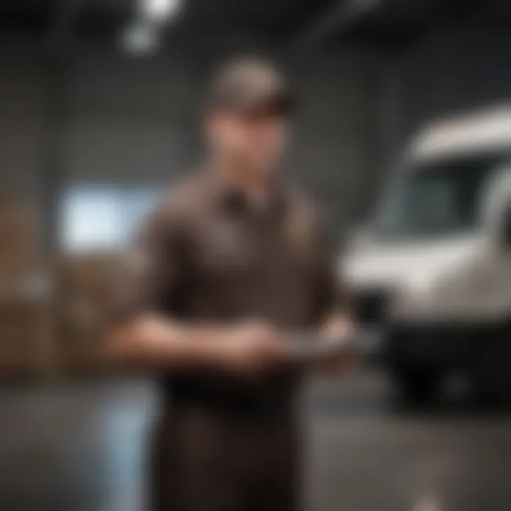 UPS driver in uniform with delivery scanner