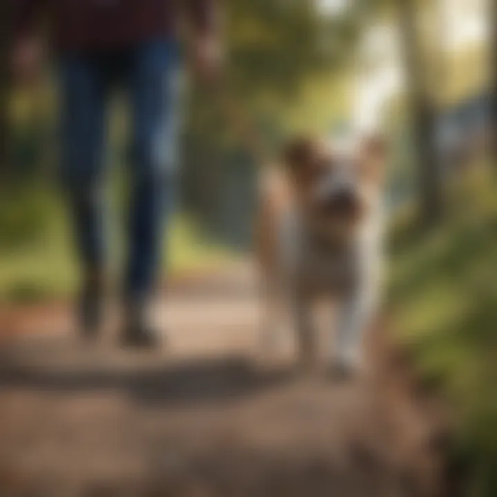 A teenager walking a dog for extra income