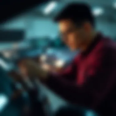 Evaluating Car Value Effectively An individual evaluating the value of a used car