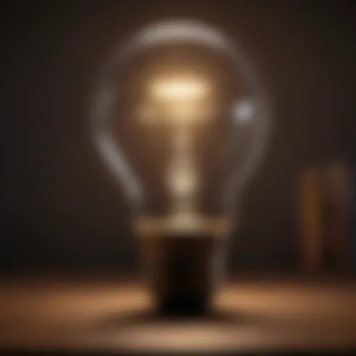 Abstract financial concept with glowing lightbulb